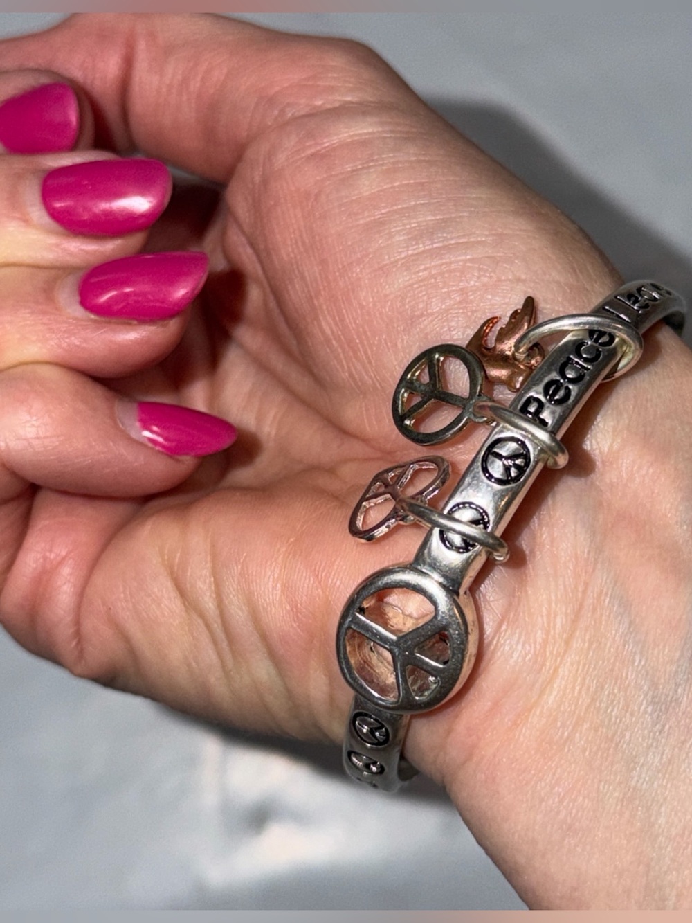 Silver Bangle CHARM Bracelet John 14:27 PEACE I leave with you my peace I give